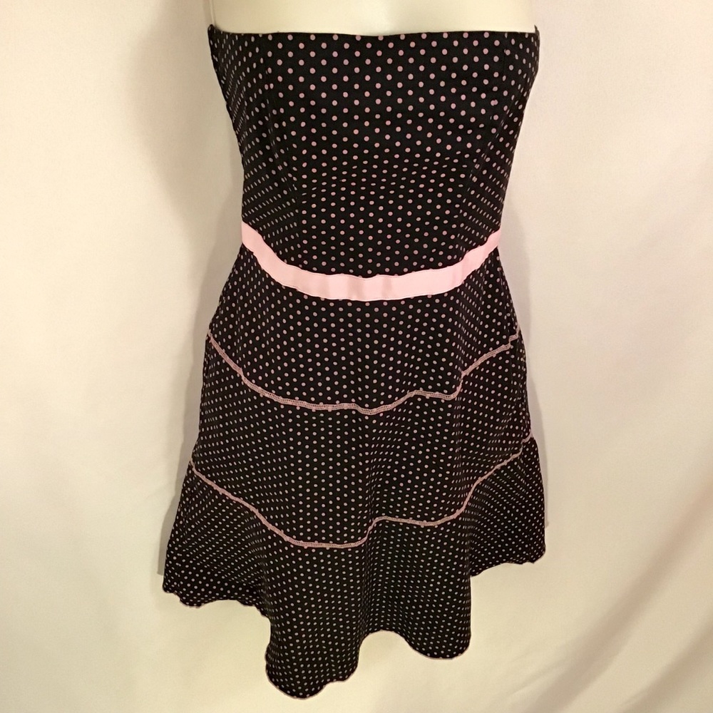 Pink Polka Dot Strapless Mini Dress Size 3